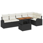 Garten-Sofa-Set mit Kissen 7 pcs Schwarz und Creme