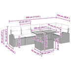 Garten-Sofa-Set mit Kissen 7 pcs Schwarz und Creme