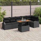 Garten-Sofa-Set mit Kissen 7 pcs Schwarz