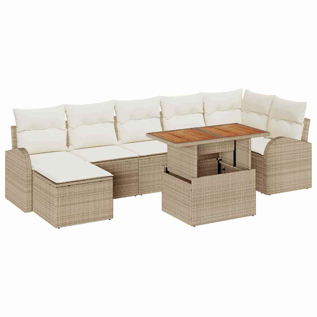 Garten-Sofa-Set mit Kissen 8 pcs Beige und Creme