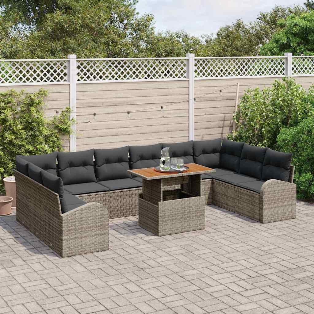 Garten-Sofa-Set mit Kissen 11 pcs Grau