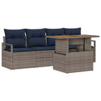 Garten-Sofa-Set mit Kissen 5 pcs Grau und Marineblau
