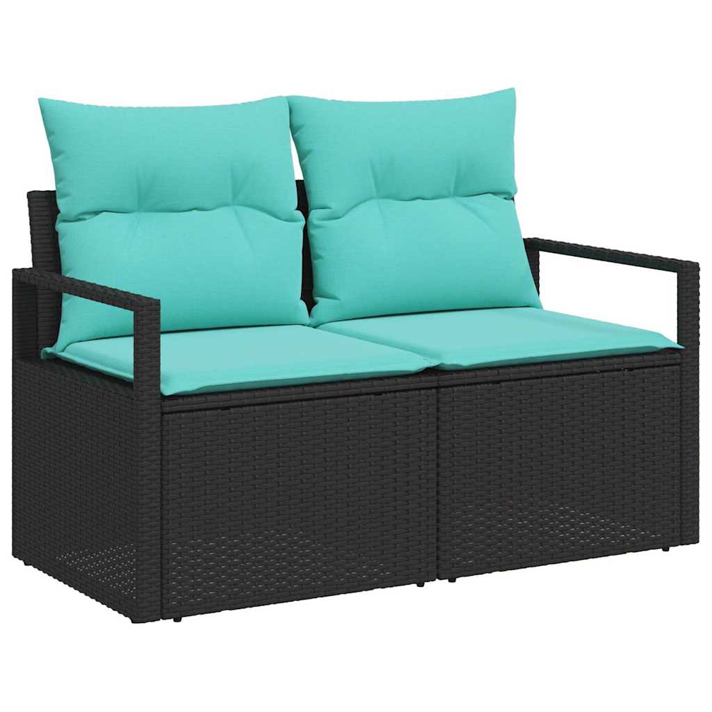 Garten-Sofa-Set mit Kissen 5 pcs Schwarz und blau