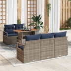 Garten-Sofa-Set mit Kissen 6 pcs Grau und Marineblau