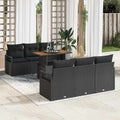 Garten-Sofa-Set mit Kissen 7 pcs Schwarz