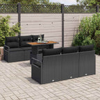 Garten-Sofa-Set mit Kissen 7 pcs Schwarz