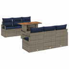 Garten-Sofa-Set mit Kissen 7 pcs Grau und Marineblau
