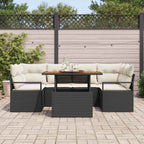 Garten-Sofa-Set mit Kissen 7 pcs Schwarz und Creme