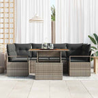 Garten-Sofa-Set mit Kissen 7 pcs Grau