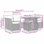 Garten-Sofa-Set mit Kissen 7 pcs Grau