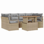 Garten-Sofa-Set mit Kissen 7 pcs Beige und Hellgrau