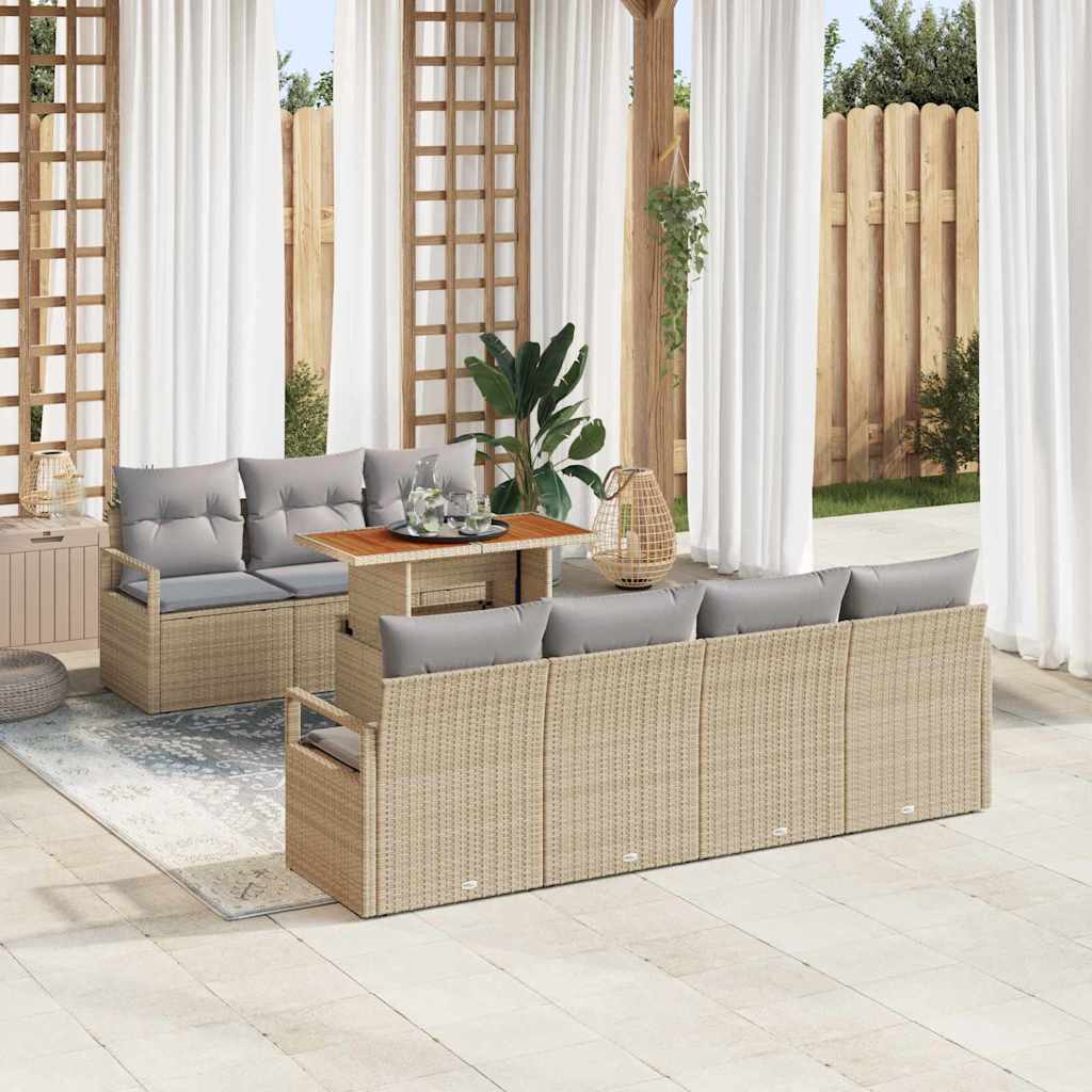 Garten-Sofa-Set mit Kissen mit Kissen 8 pcs Beige und Grau