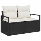 Garten-Sofa-Set mit Kissen 8 pcs Schwarz und Creme