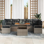 Garten-Sofa-Set mit Kissen 8 pcs Grau und Braun