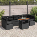 Garten-Sofa-Set mit Kissen 8 pcs Schwarz und Braun