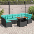 Garten-Sofa-Set mit Kissen 8 pcs Schwarz und Teal