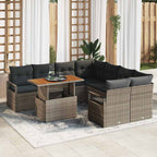 Garten Essgruppe mit Kissen 9 pcs Grau und Braun
