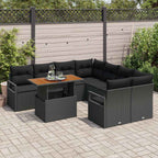 Garten Essgruppe mit Kissen 9 pcs Schwarz und Braun