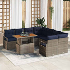 Garten Essgruppe mit Kissen 9 pcs Grau und Marineblau