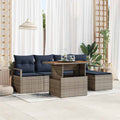Garten Essgruppe mit Kissen 6 pcs Grau und Marineblau