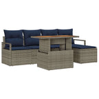 Garten Essgruppe mit Kissen 6 pcs Grau und Marineblau