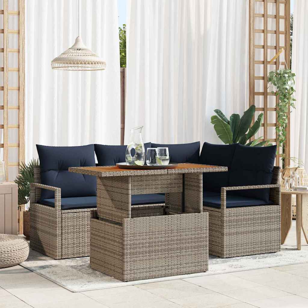 Garten Essgruppe mit Kissen 5 pcs Grau und Marineblau