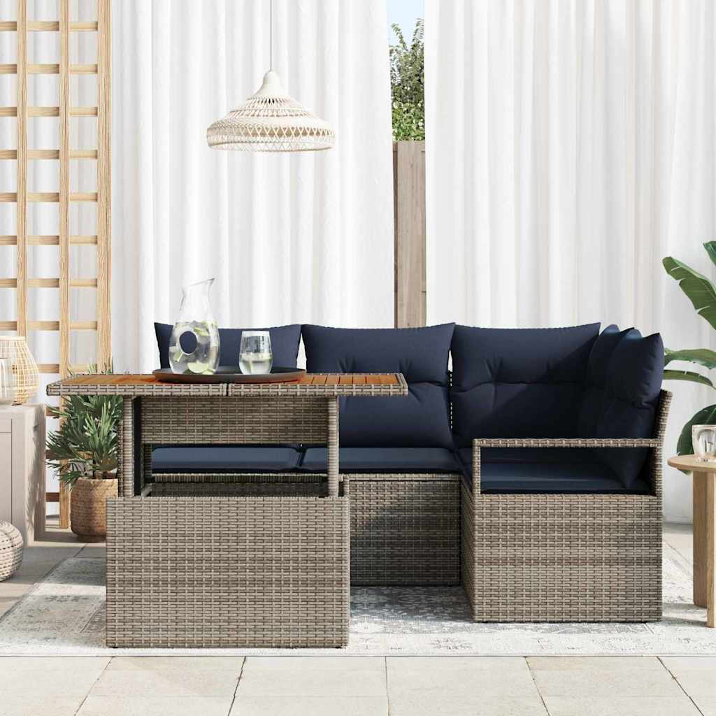 Garten Essgruppe mit Kissen 5 pcs Grau und Marineblau