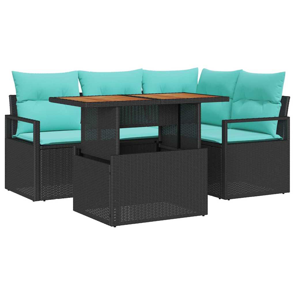 Garten Essgruppe mit Kissen 5 pcs Schwarz und Teal