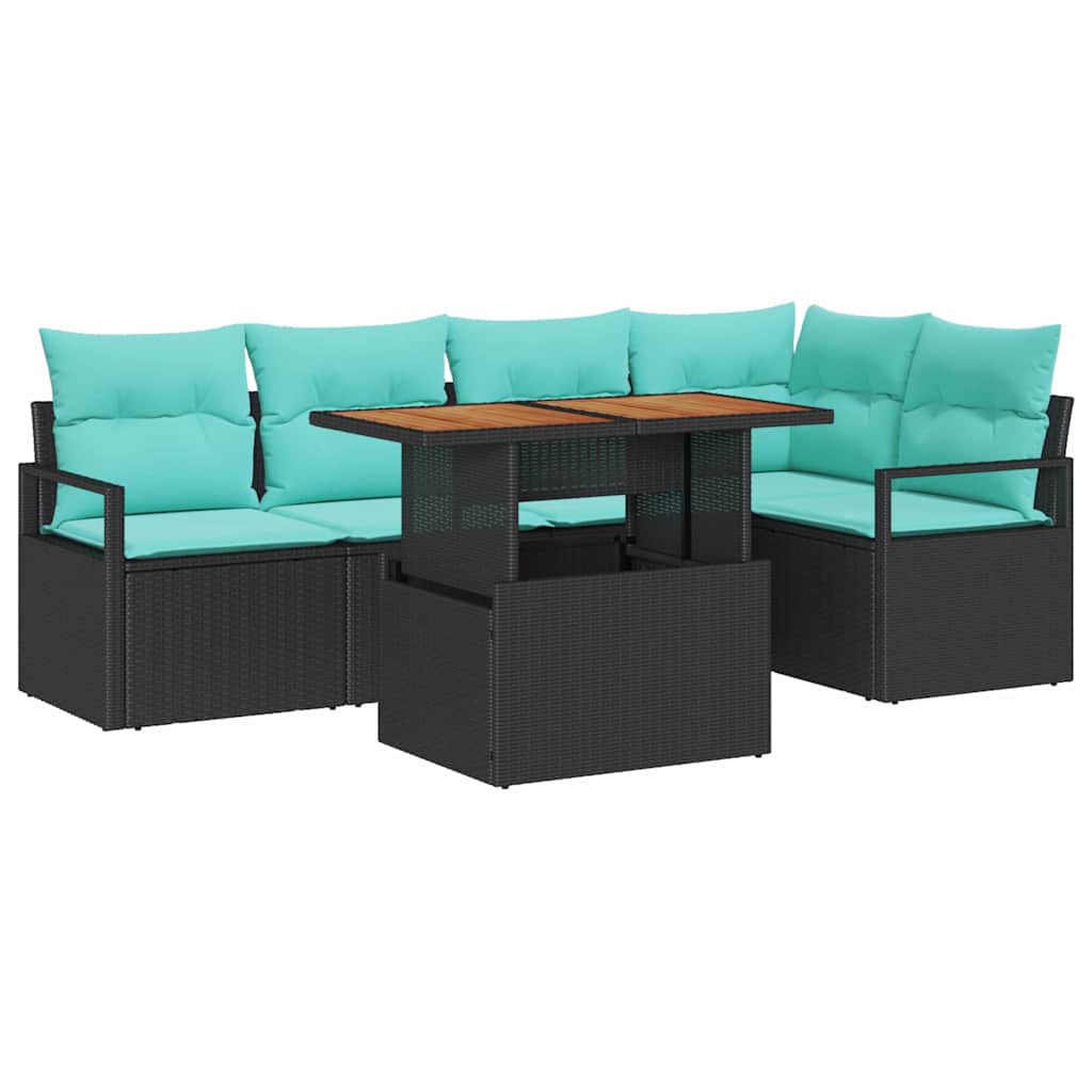 Garten Essgruppe mit Kissen 6 pcs Schwarz und Teal