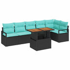 Garten Essgruppe mit Kissen 7 pcs Schwarz und Teal