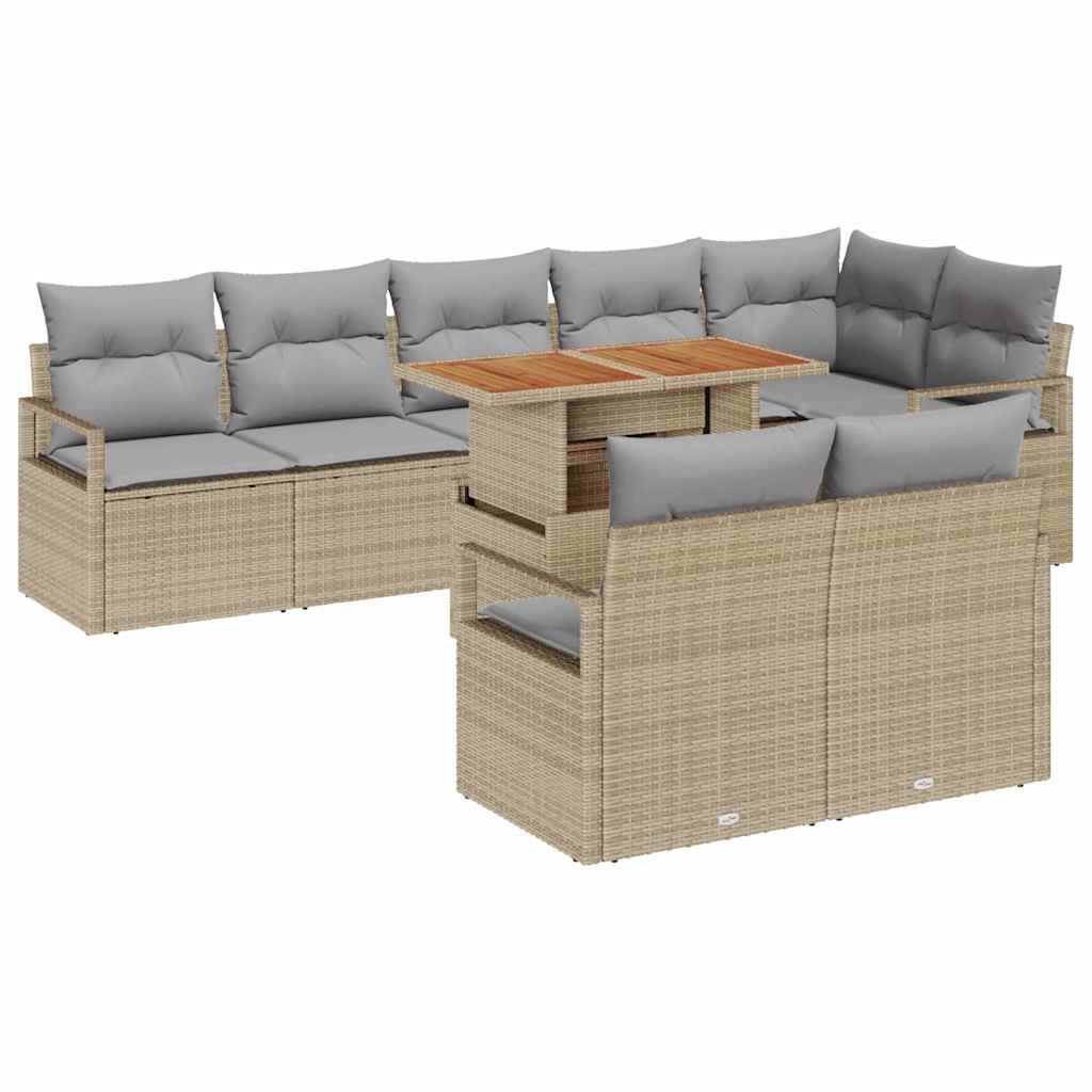 Garten-Sofa-Set mit Kissen mit Kissen 9 pcs Beige und Grau