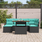 Garten Essgruppe mit Kissen 7 pcs Schwarz und Teal