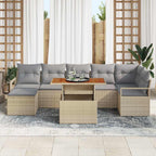 Garten Essgruppe mit Kissen 8 pcs Beige und Grau