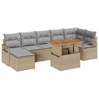 Garten Essgruppe mit Kissen 8 pcs Beige und Grau