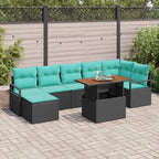 Garten Essgruppe mit Kissen 8 pcs Schwarz und Teal