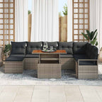 Garten-Sofa-Set mit Kissen 9 pcs Grau und Braun