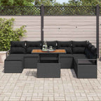 Garten-Sofa-Set mit Kissen 9 pcs Schwarz und Braun