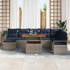 Garten Essgruppe mit Kissen 9 pcs Grau und Marineblau