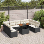 Garten-Sofa-Set mit Kissen 10 pcs Schwarz und Creme