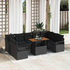 Garten-Sofa-Set mit Kissen 10 pcs Schwarz und Braun