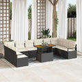 Garten-Sofa-Set mit Kissen 11 pcs Schwarz und Creme