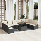 Garten-Sofa-Set mit Kissen 11 pcs Schwarz und Creme
