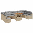Garten-Sofa-Set mit Kissen 11 pcs Beige und Grau