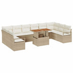 Garten-Sofa-Set mit Kissen 11 pcs Beige und Creme