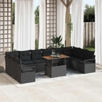 Garten-Sofa-Set mit Kissen 11 pcs Schwarz und Braun