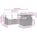 Garten-Sofa-Set mit Kissen 5 pcs Schwarz Poly Rattan