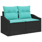 Garten-Sofa-Set mit Kissen 9 pcs Schwarz und Teal