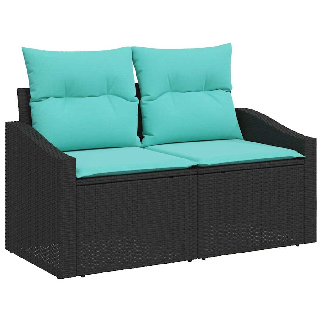 Garten-Sofa-Set mit Kissen 9 pcs Schwarz und Teal