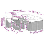 Garten Essgruppe mit Kissen 9 pcs Schwarz und Braun