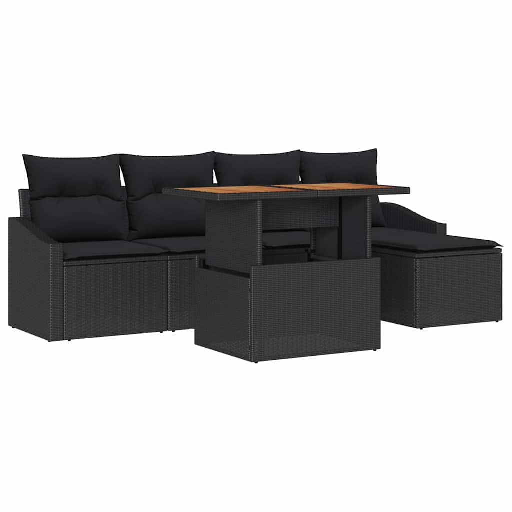 Garten Essgruppe mit Kissen 6 pcs Schwarz und Braun